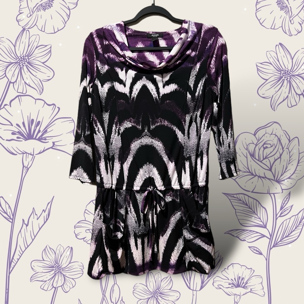 Alfani Purple & Black Print Top